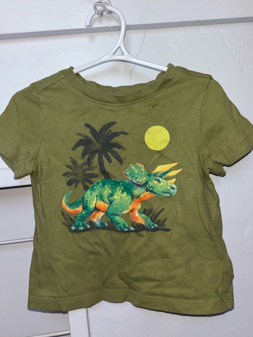Old Navy Olive Green Triceratops Graphic Tee